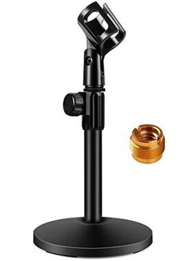 Desktop Microphone Stand, Upgraded Adjustable Table Mic Stand with Mic Clip